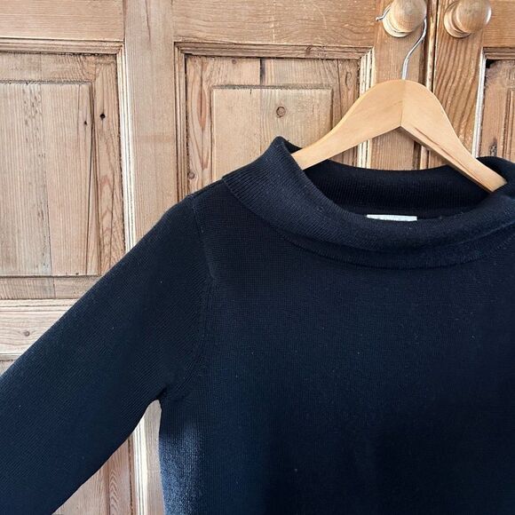 Talbots Small Sweater Knit Black Long‎ Sleeve Mock Turtle Neck Wool - Picture 2 of 5